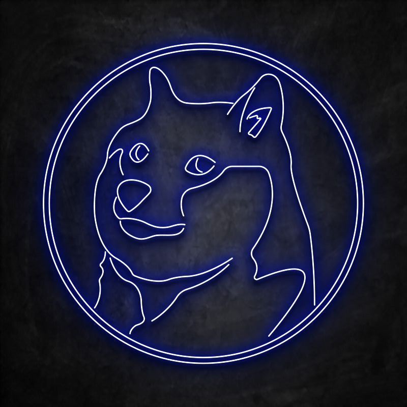 neon dogecoin bleu