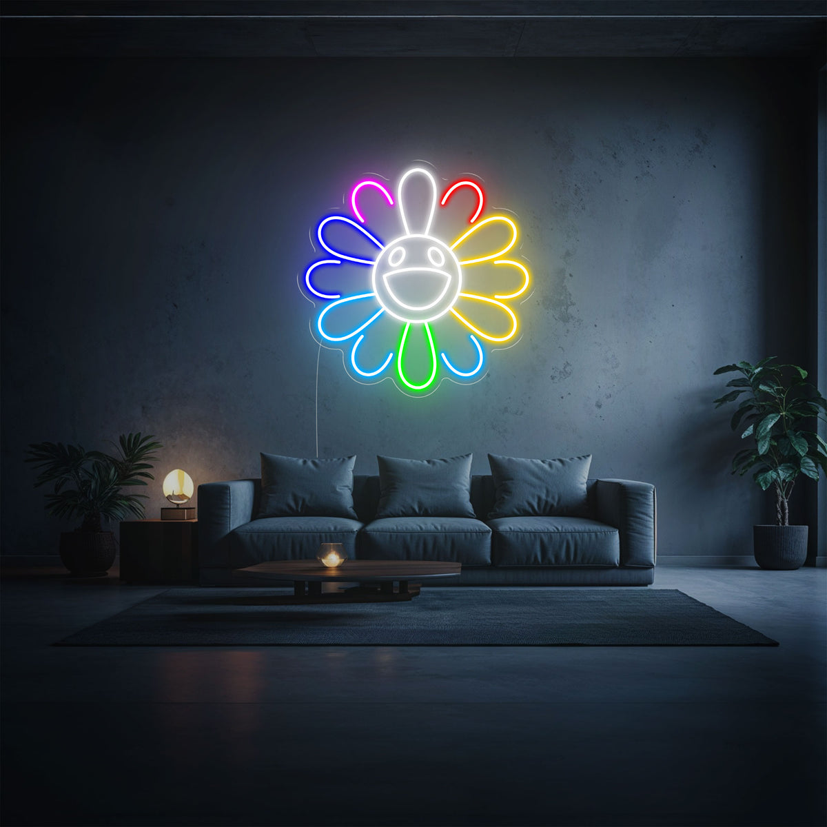 neon led fleurs style takashi murakami