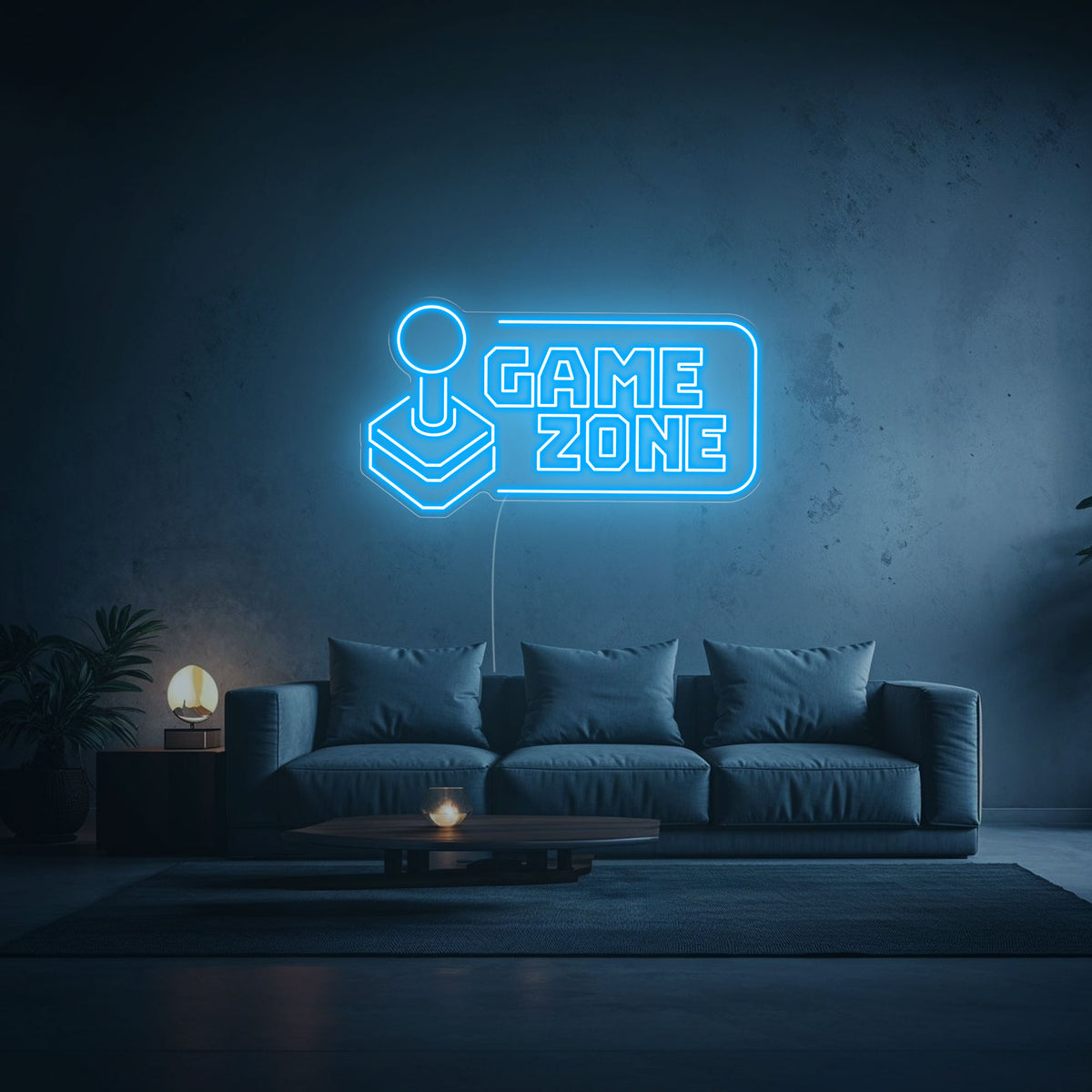 neon game zone bleu ciel