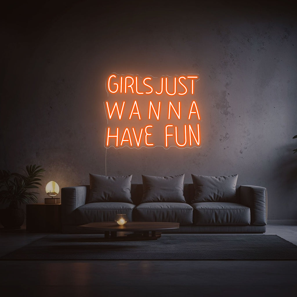 neon girls just wanna have fun orange