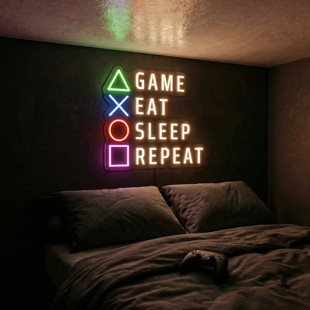 neon led game eat sleep