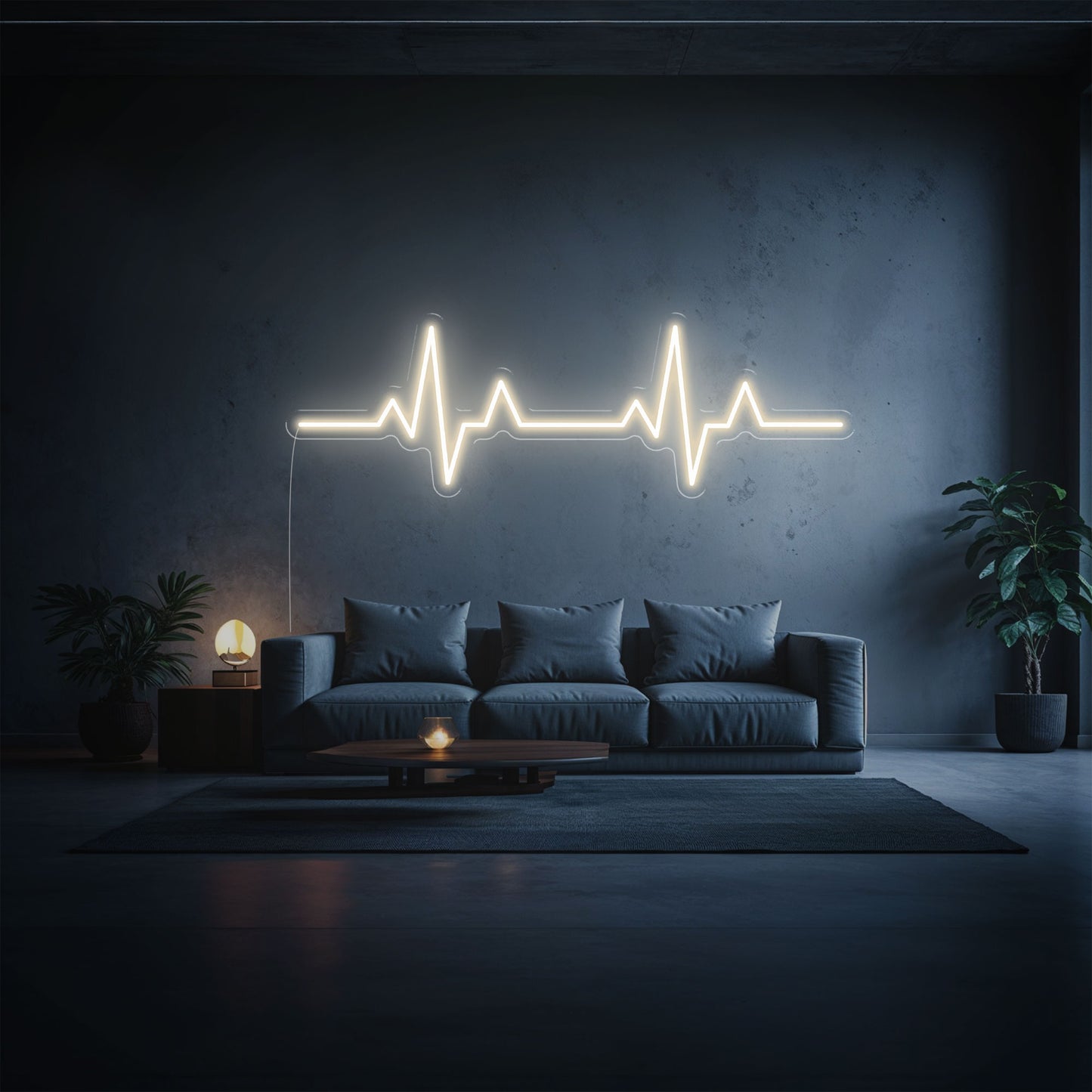 neon led cardiogramme blanc chaud