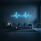 neon led cardiogramme bleu ciel