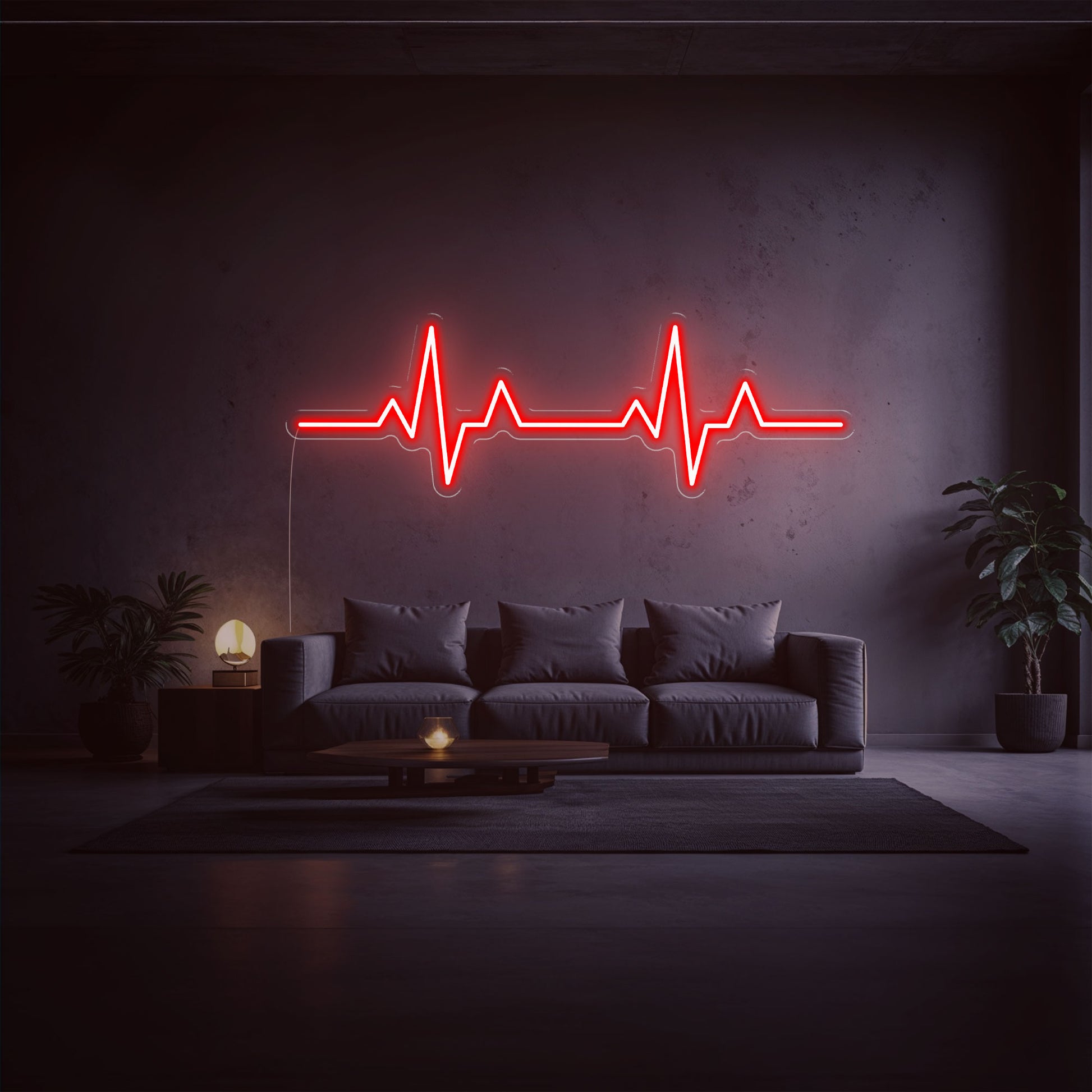 neon led cardiogramme rouge