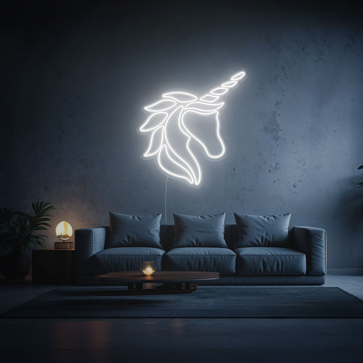 neon led licorne blanc