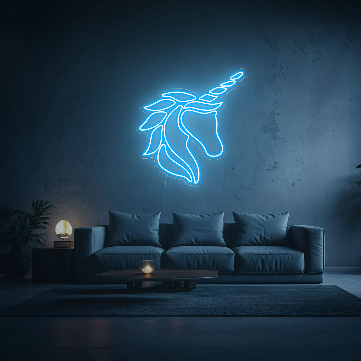 neon led licorne bleu ciel