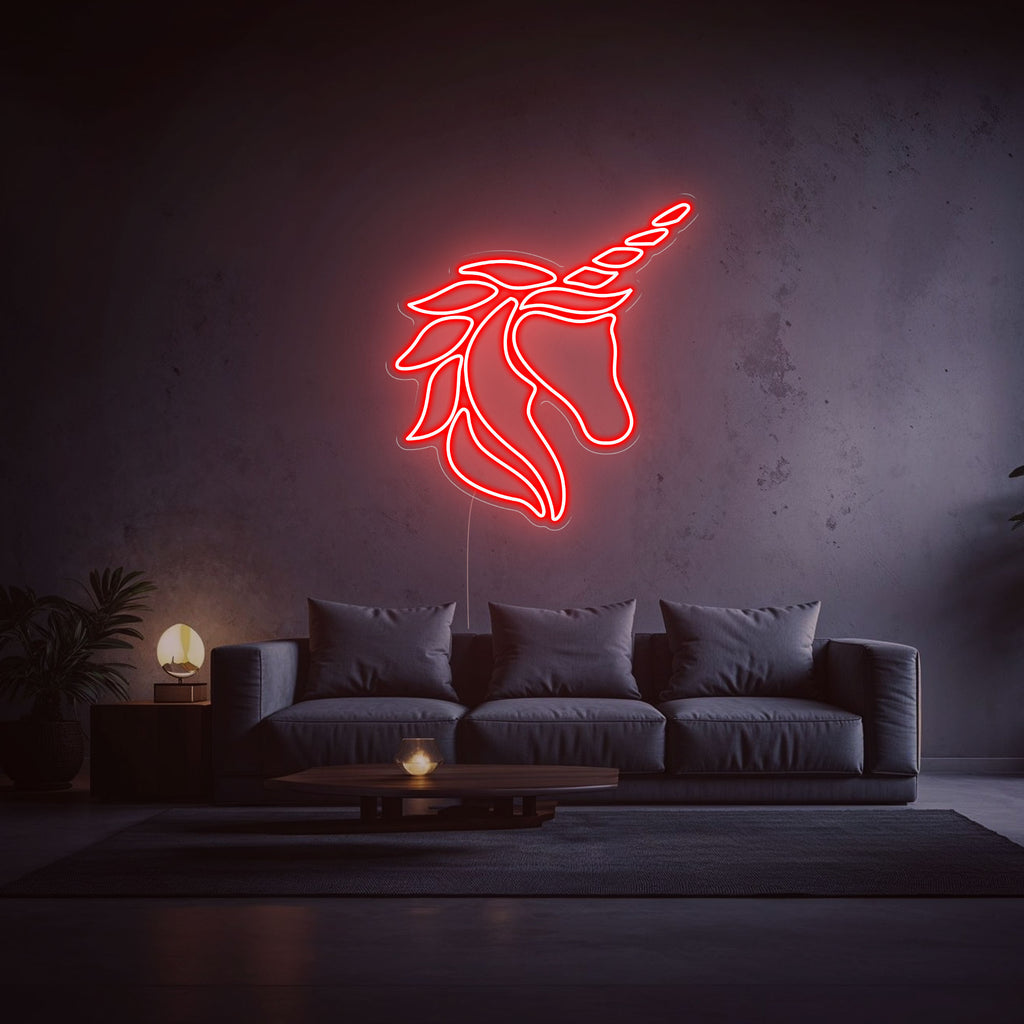 neon led licorne rouge