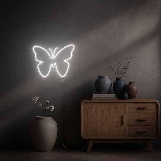 neon led papillon blanc