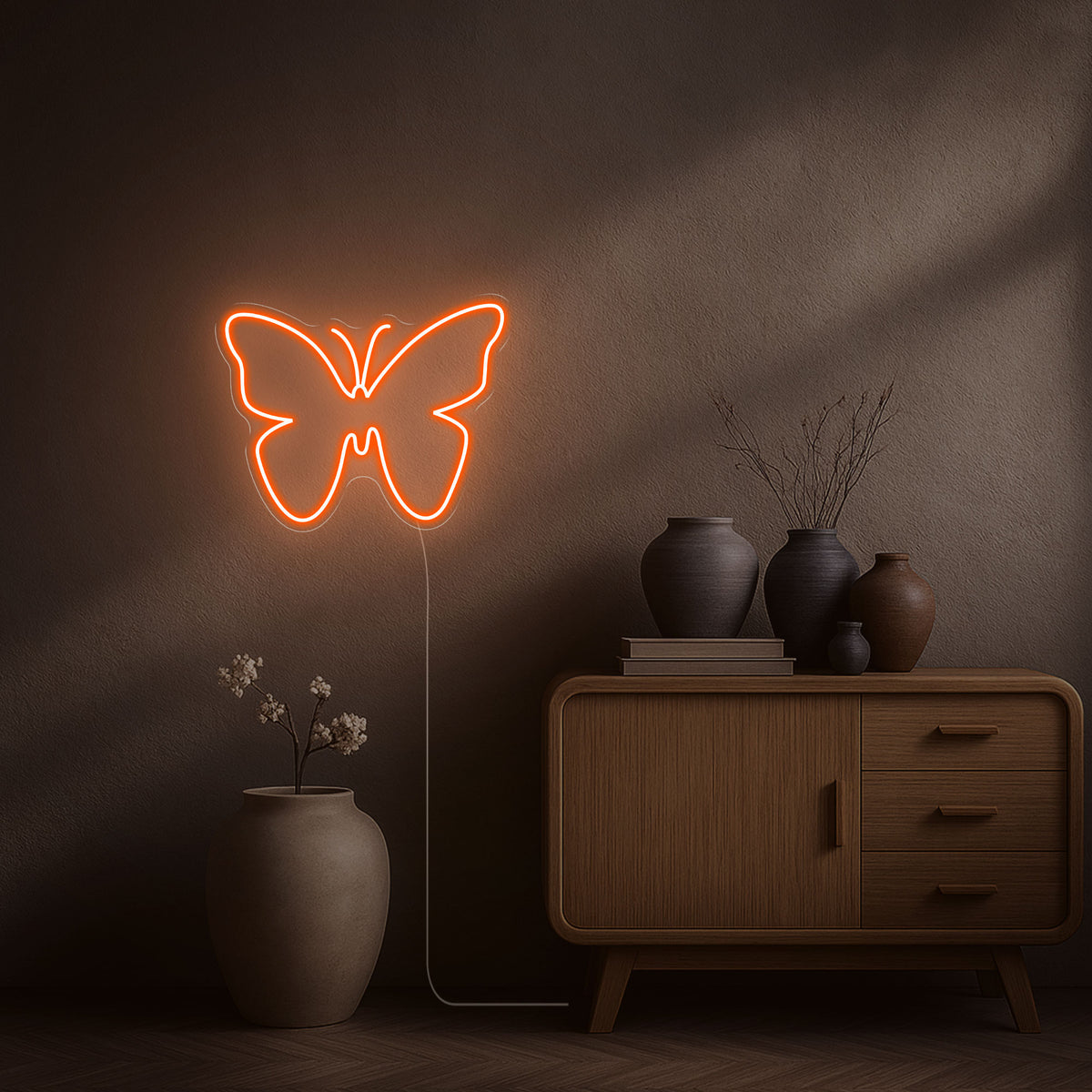 neon led papillon orange