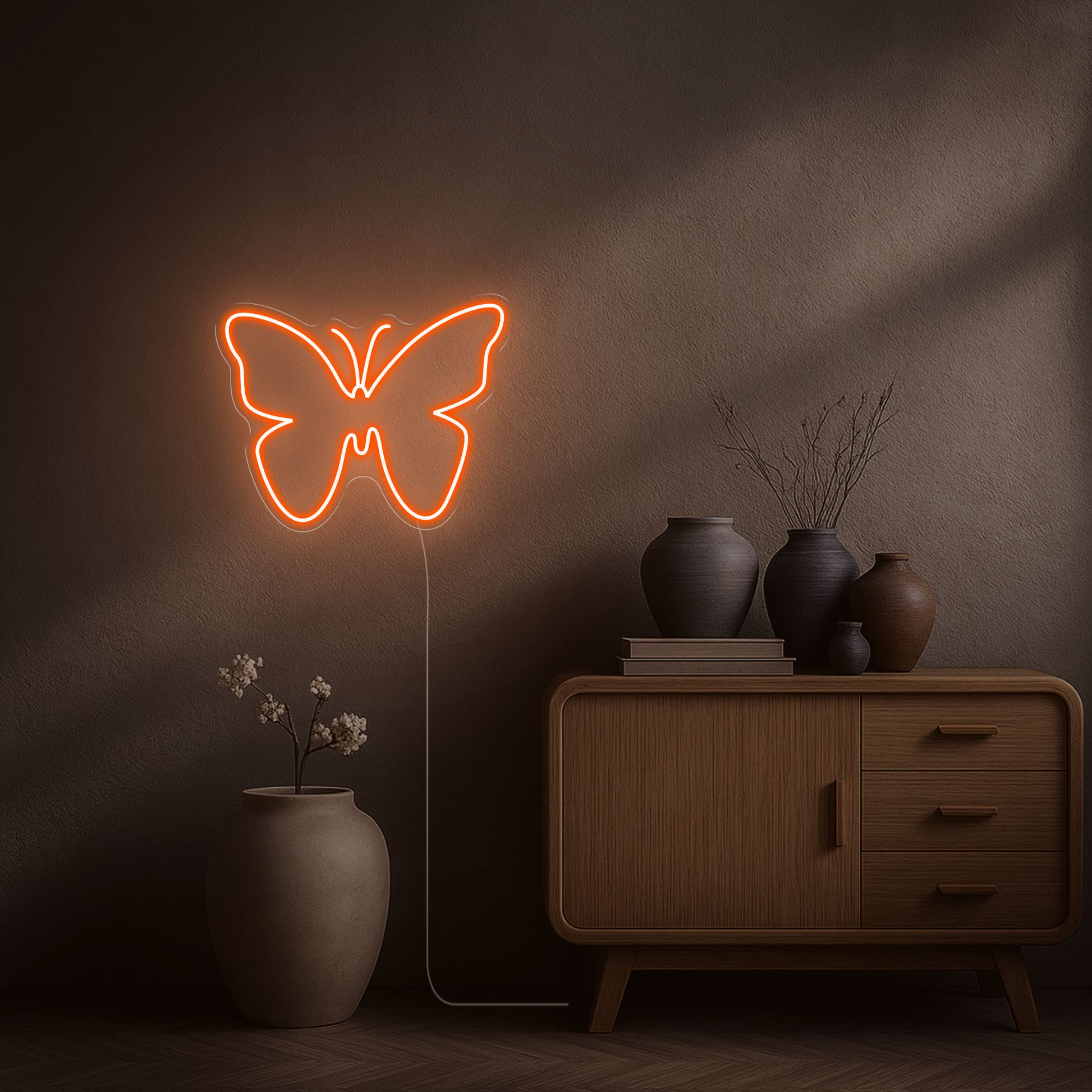 neon led papillon orange