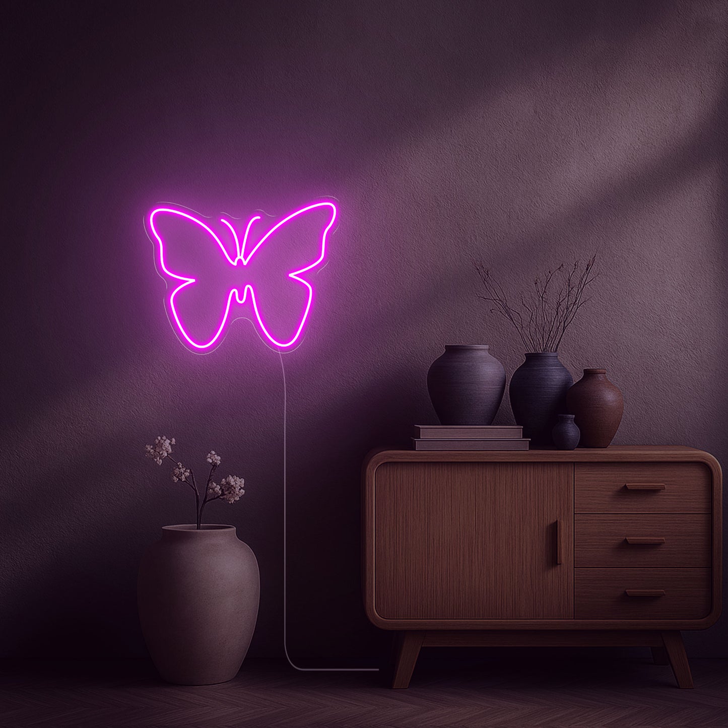 neon led papillon rose