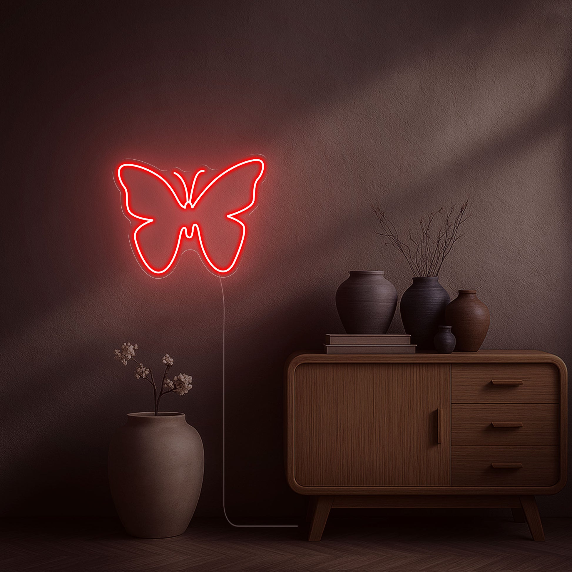 neon led papillon rouge