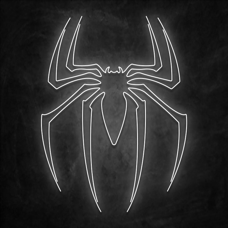 neon logo spiderman blanc