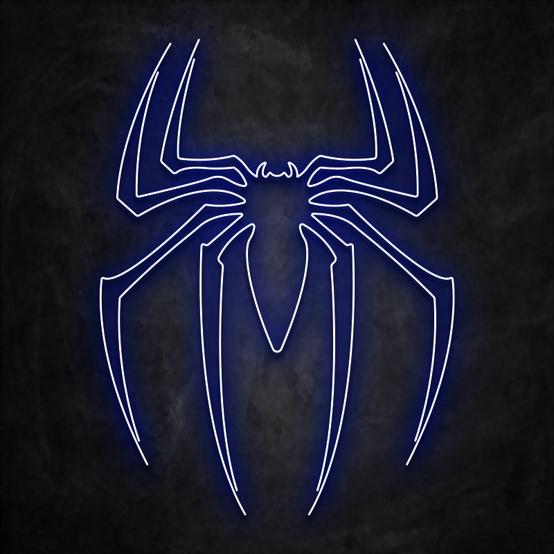 neon logo spiderman bleu