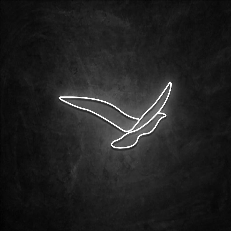 neon oiseau blanc