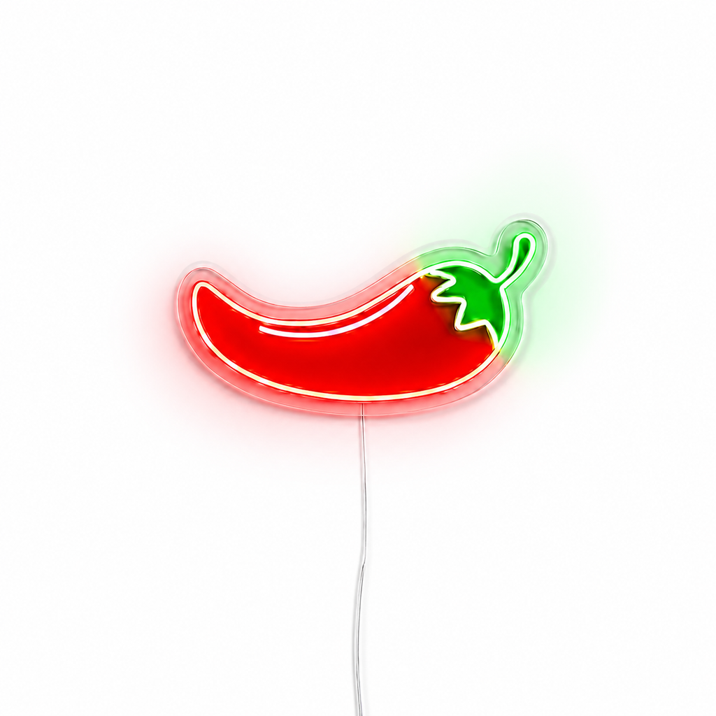 neon piment rouge fond blanc