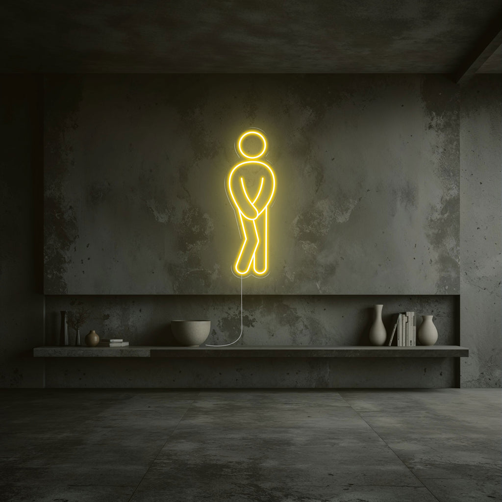 néon wc pipi homme jaune