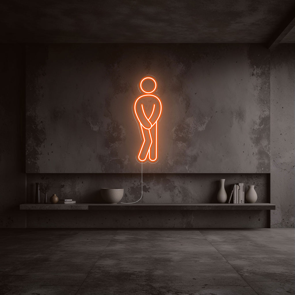 néon wc pipi homme orange