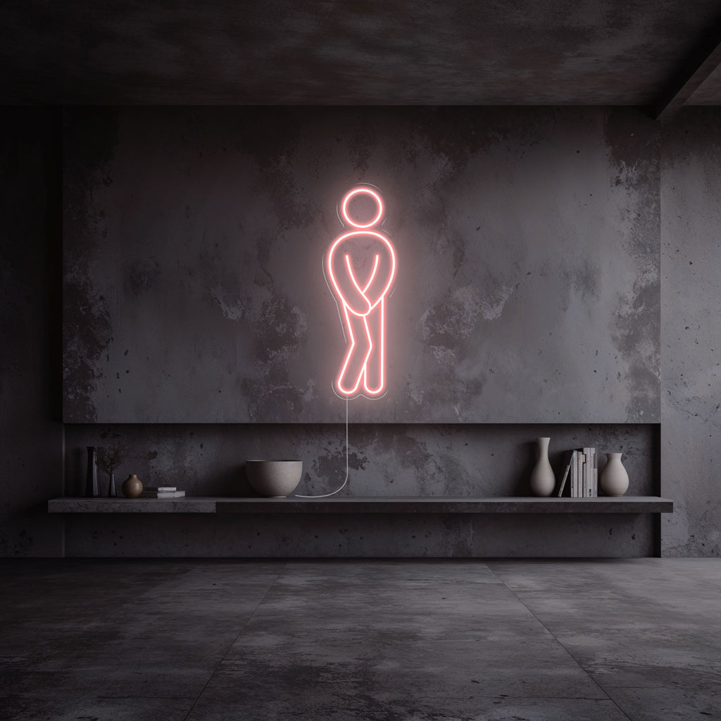 néon wc pipi homme rose pale