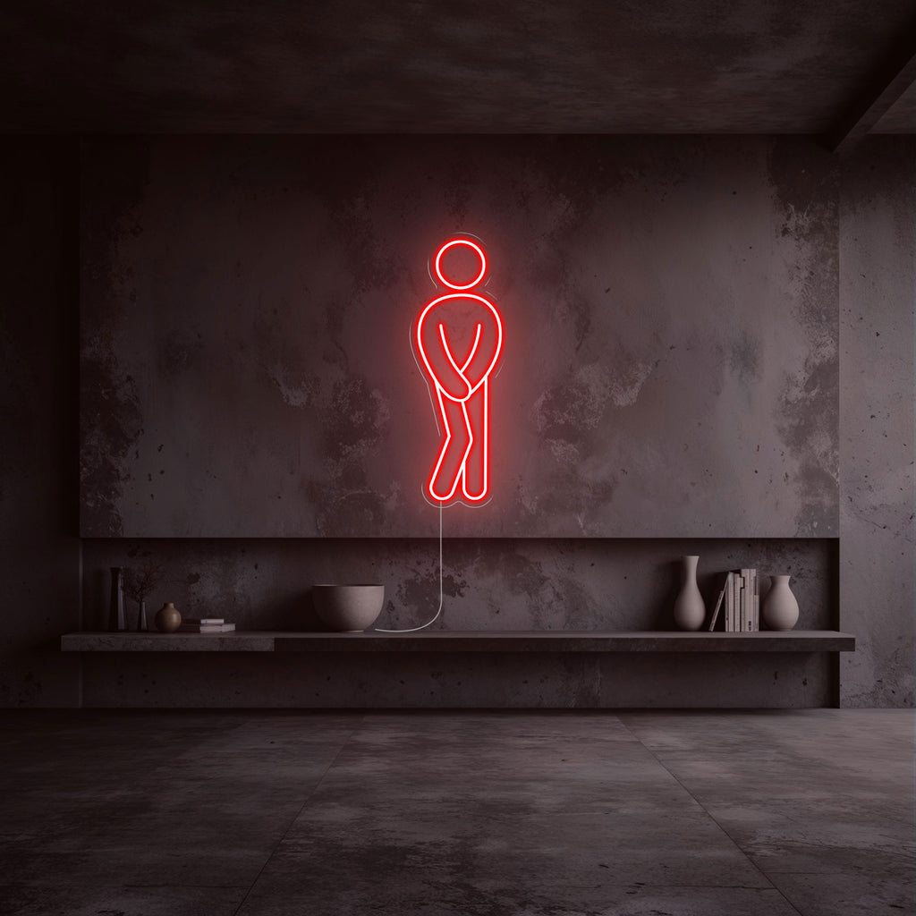 néon wc pipi homme rouge