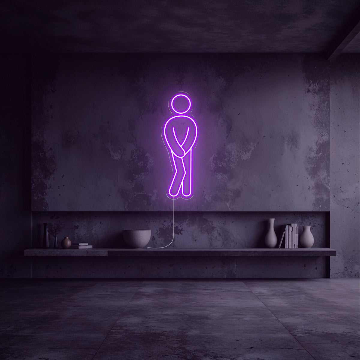 néon wc pipi homme violet