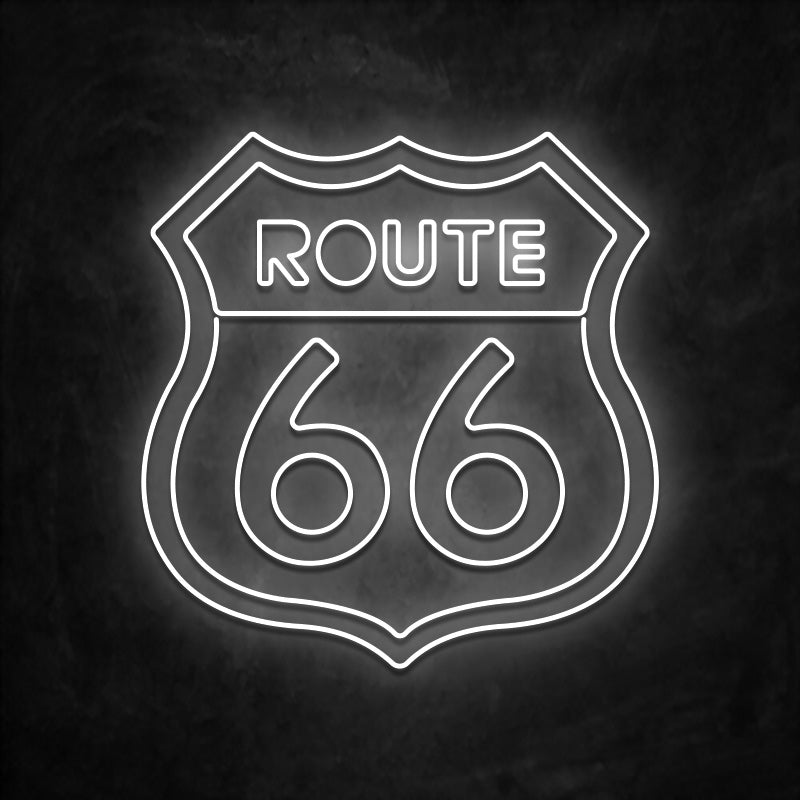 neon route 66 orange blanc