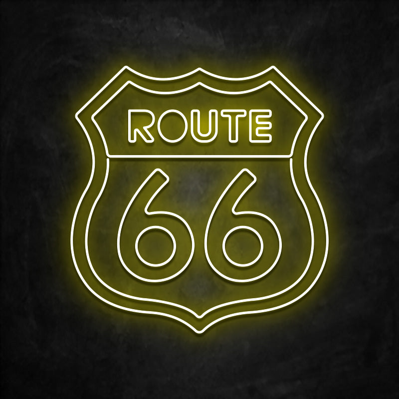 neon route 66 jaune