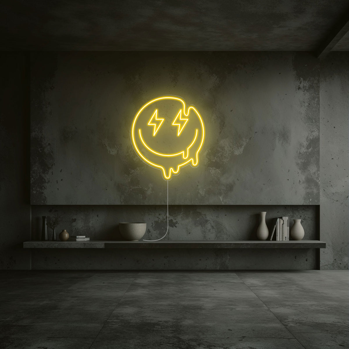 néon smiley jaune