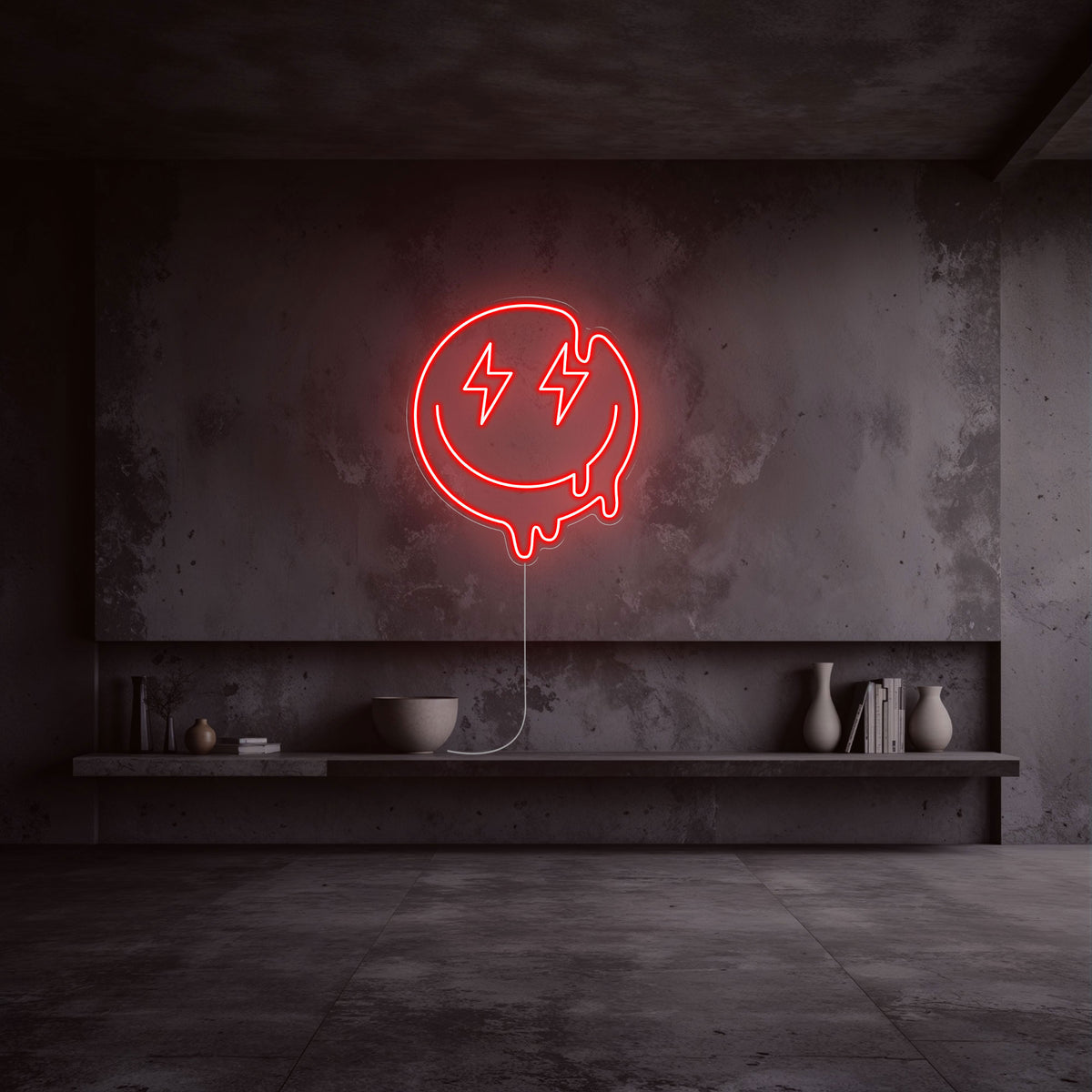 néon smiley rouge