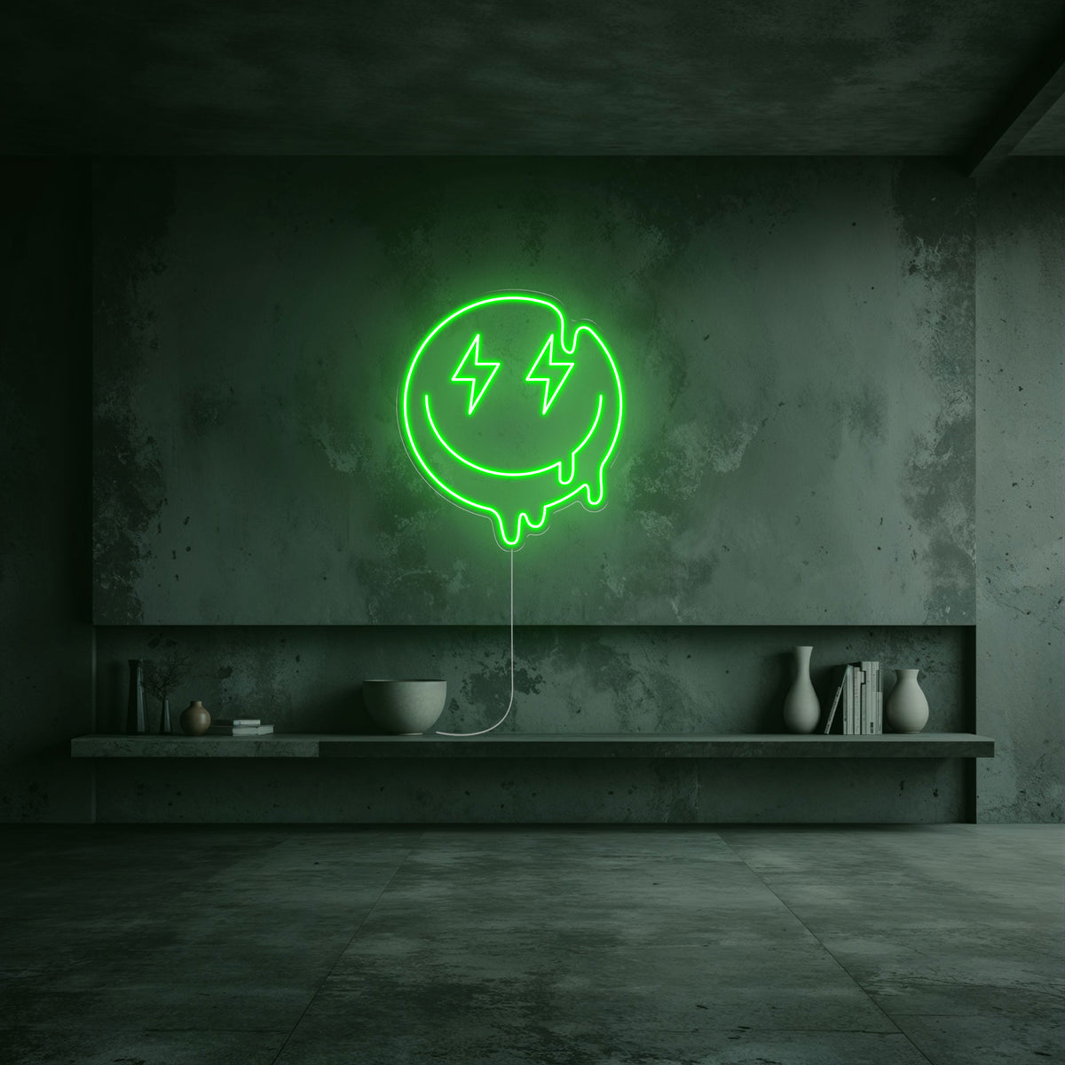 néon smiley vert