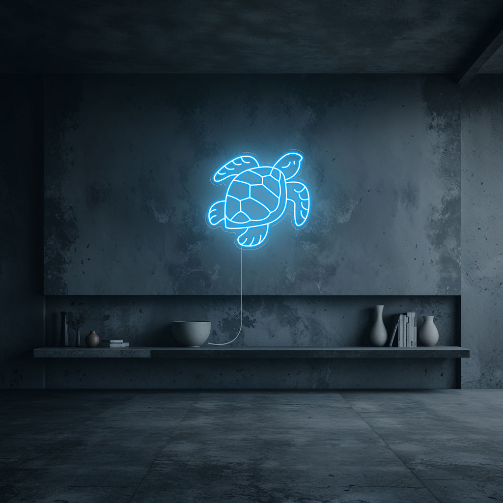 neon tortue bleu ciel