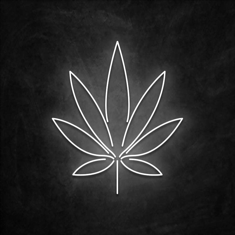 neon feuille de cannabis blanc