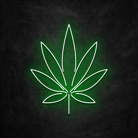 neon feuille de cannabis vert