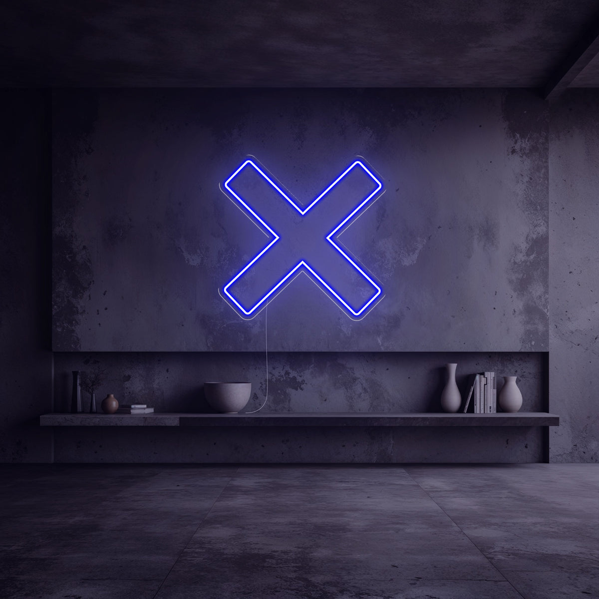 Néon X bleu