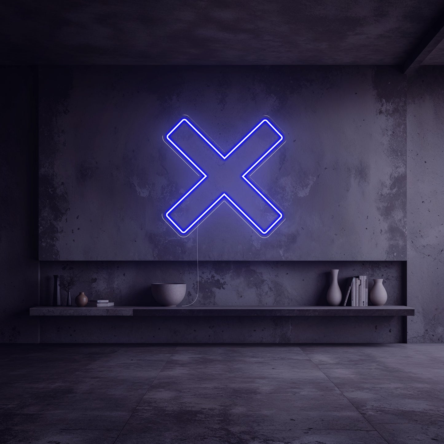 Néon X bleu