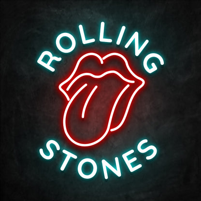 neon rolling stones cyan