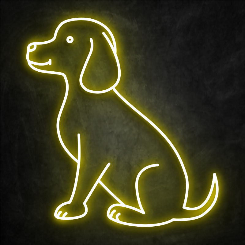 néon chien jaune