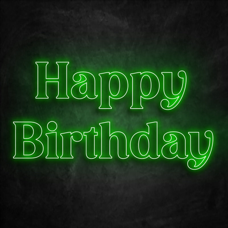 néon happy birthday vert