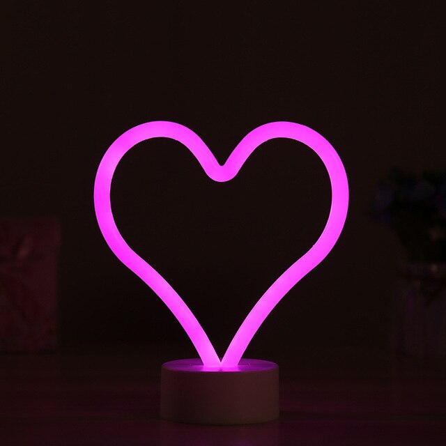 lampe neon cœur rose