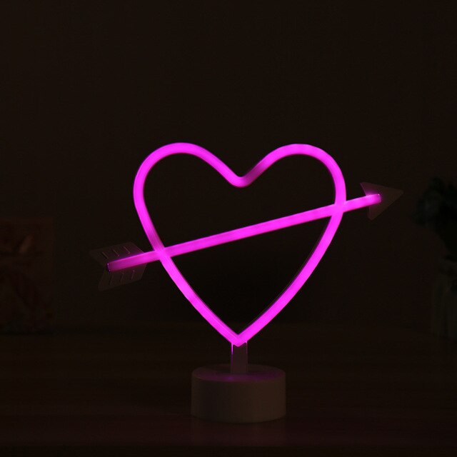 lampe neon cœur fleche